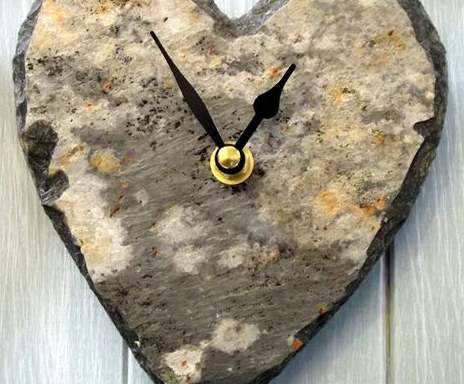 Cornish slate heart clock