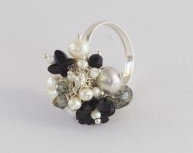 Silver and black onyx ring – “Nature’s bouquet”